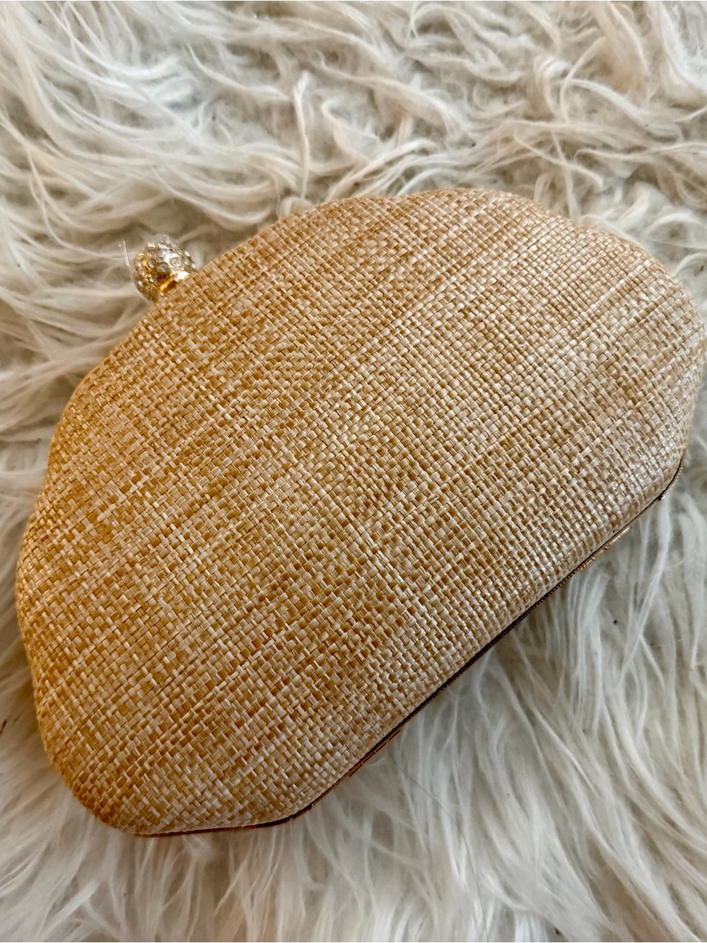 Viral Shell Clutch Bag Embroidered Raffia NWT - Picture 4 of 4